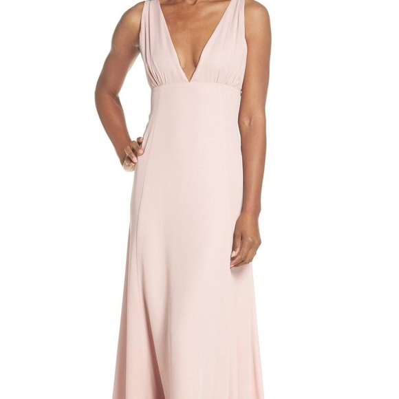 Wayf The Kiara Empire Plunge Neck Gown